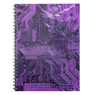 Purple Cyber Circuit Board Tech Art Electronics Notebook