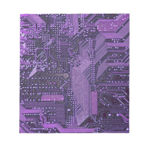 Purple Cyber Circuit Board Tech Art Electronics Notepad