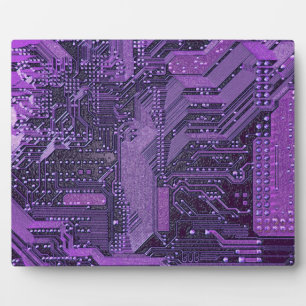 Purple Cyber Circuit Board Tech Art Electronics Plaque