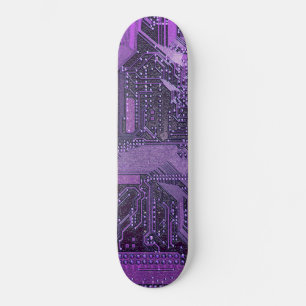 Purple Cyber Circuit Board Tech Art Electronics Skateboard