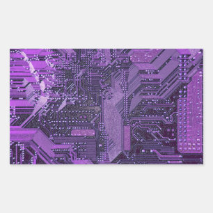 Purple Cyber Circuit Board Tech Art Electronics Sticker