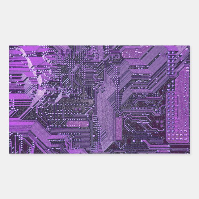 Purple Cyber Circuit Board Tech Art Electronics Sticker (Front)