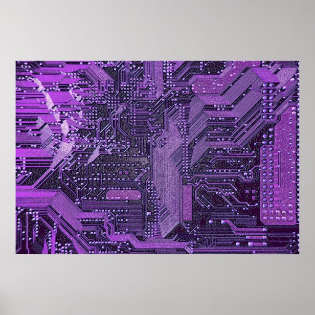 Purple Cyber Circuit Board Tech Electronics Poster (Front)