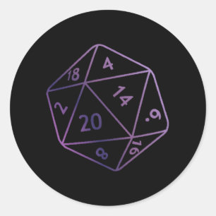 Purple D20 Classic Round Sticker