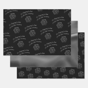 Purple D20 Critmas   RPG Tabletop Role Player Dice Wrapping Paper Sheet