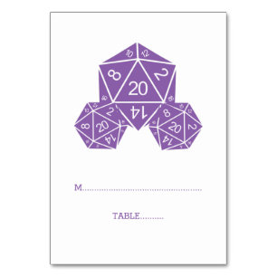 Purple D20 Dice Place Card