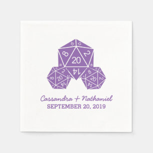 Purple D20 Dice Wedding Paper Napkins