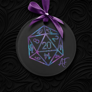 Purple D20 Pattern   RPG Tabletop Role Player Dice Ornament