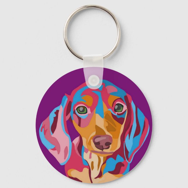Purple Dachshund Keychain (Front)
