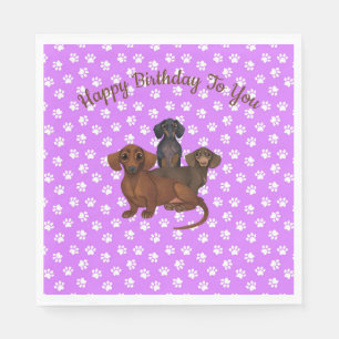 Purple Dachshund Paper Party Napkins
