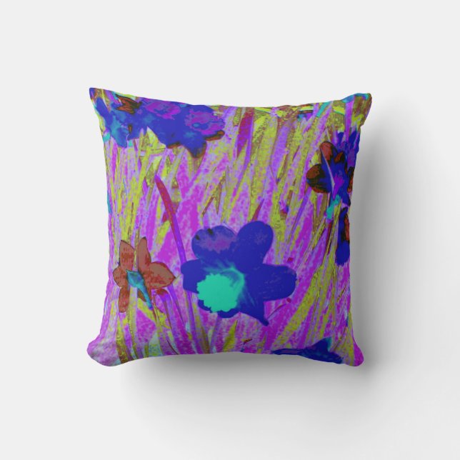 'Purple Daffodils' Throw Pillow (Front)