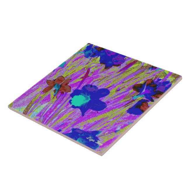 'Purple Daffodils' Trivet/Tile Tile (Side)