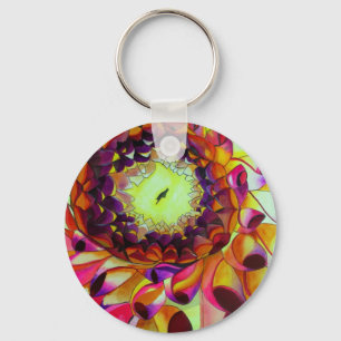Purple Dahlia abstract original flower art Keychain