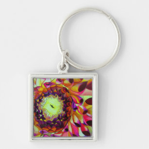 Purple Dahlia abstract original flower art Keychain