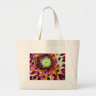Purple Dahlia abstract original flower art Large Tote Bag