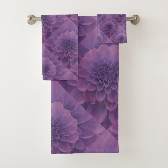 Purple Dahlia Bath Towel Set (Insitu)