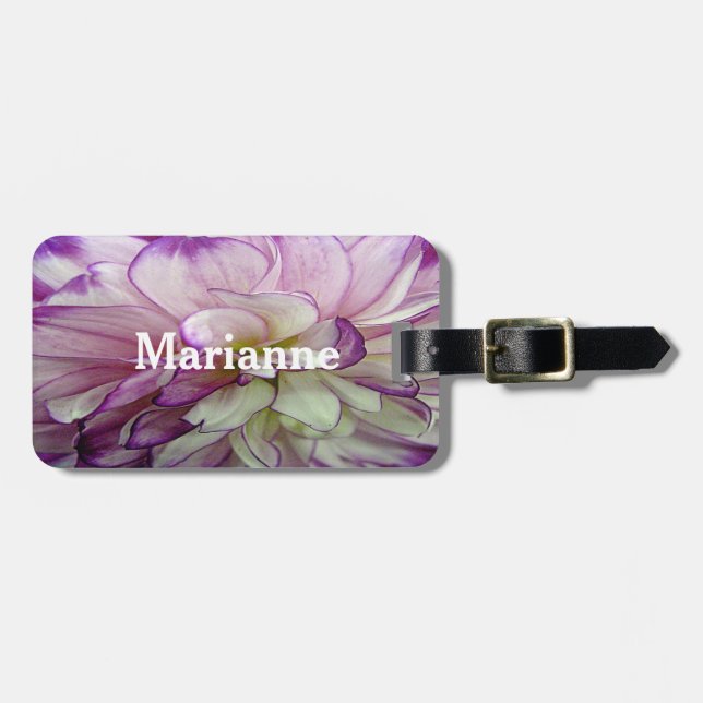 Purple Dahlia Design Luggage Tags (Front Horizontal)