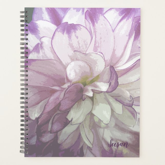 Purple Dahlia Floral Planificateur hebdomadaire/me (Devant)