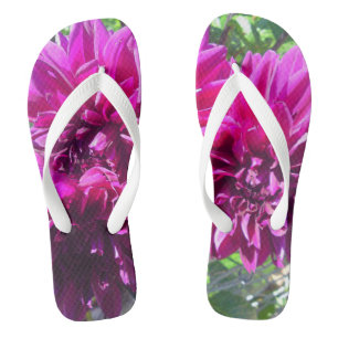 Purple Dahlia Flower Flip Flops