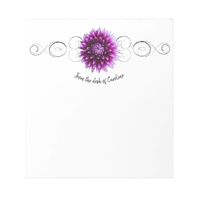Purple Dahlia Personalized Notepad (Front)