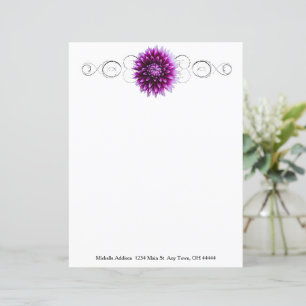 Purple Dahlia Personalized Paper Sheet