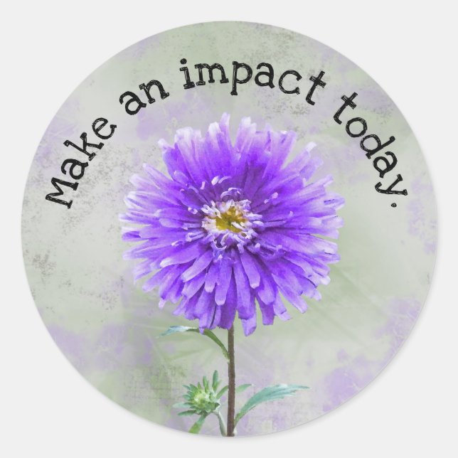 Purple dahlia watercolor inspiration classic round sticker (Front)