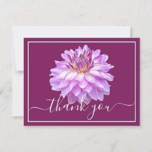 Purple Dahlia & Wine Coloured Background Thank You Postcard