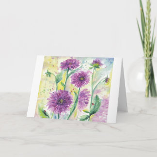 Purple dahlias card