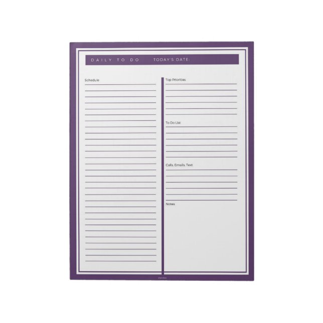 Purple Daily To Do List Notepad (Rotated)