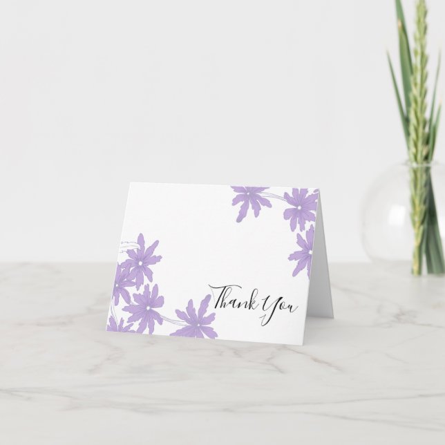 Purple Daisies Bridesmaid Thank You Note Card (Front)