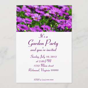 Purple Daisies Garden Party Custom Invitation