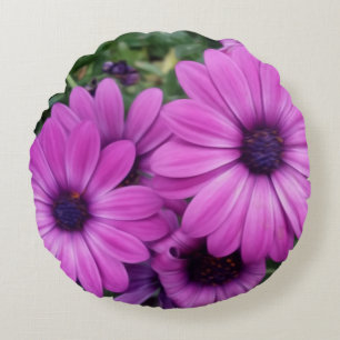 Purple daisies round pillow