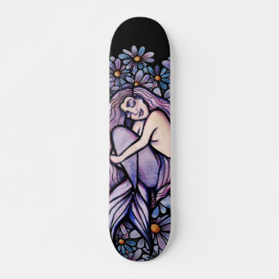 Purple Daisies Sleeping Mermaid                    Skateboard