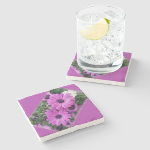 Purple daisies stone coaster