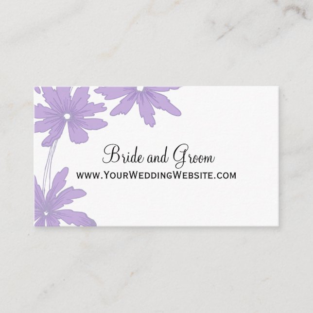 Purple Daisies Wedding Website Card (Front)