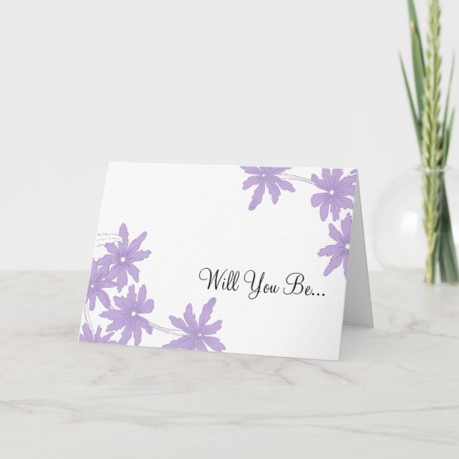 Purple Daisies Will You Be My Bridesmaid Invitation (Front)
