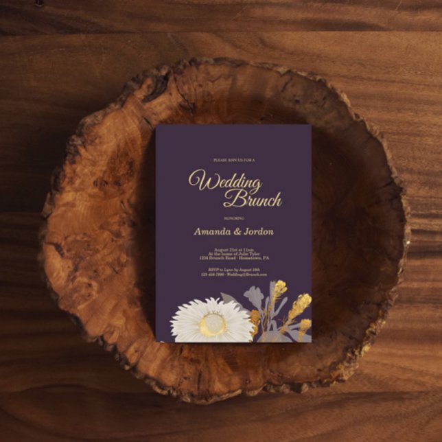 Purple Daisy Antique Mariage Brunch Invitation (Créateur téléchargé)