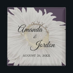 Purple Daisy Antique Wedding Magnet<br><div class="desc">This Purple Daisy Antique wedding magnet combines a modern boho, vintage style design with a traditional, royal type of design. The dark plum and dusty lavender, contrasting the minimal floral, gold wildflowers along with the yellow calligraphy, create a simple but classy touch to your spring or summer marriage celebration. This...</div>