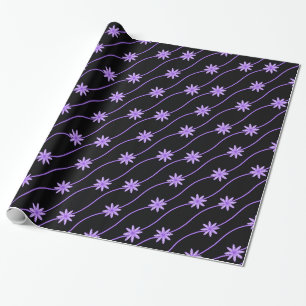 Purple Daisy Chain Floral Pattern Wrapping Paper