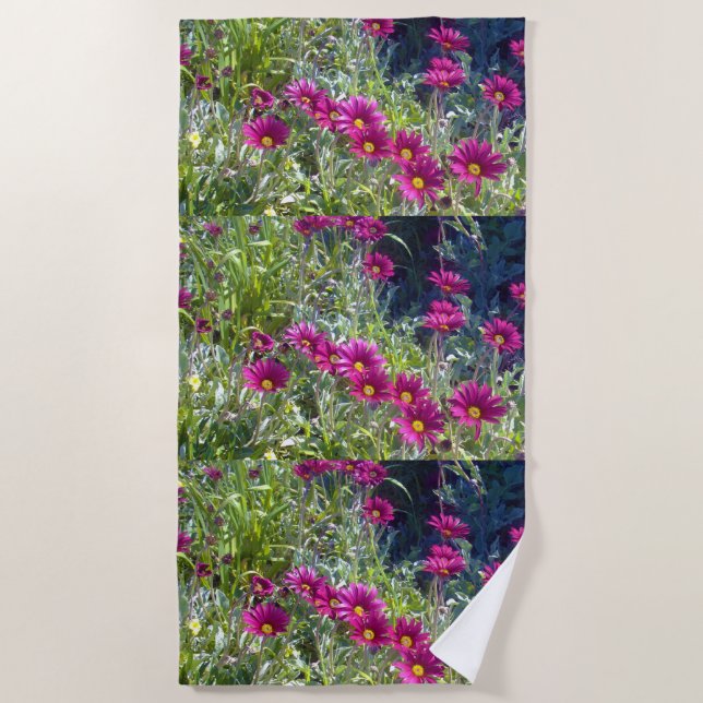 Purple Daisy Field, Beach Towel (Front)