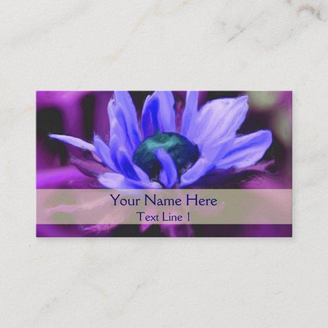 Purple Daisy Floral Art Carte de visite (Devant)
