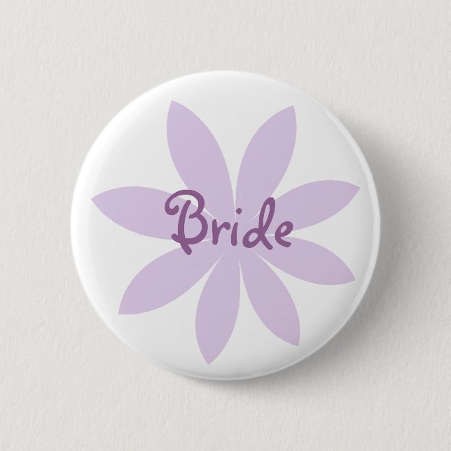 Purple Daisy Flower Bride 2 Inch Round Button (Front)