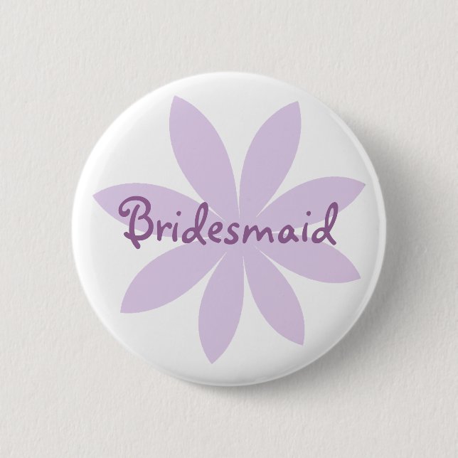 Purple Daisy Flower Bridesmaid 2 Inch Round Button (Front)