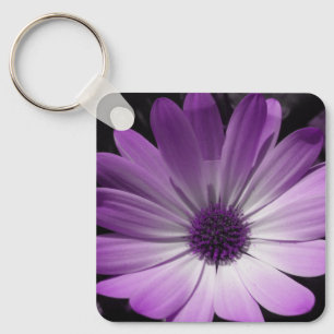Purple Daisy Flower Custom Keychain