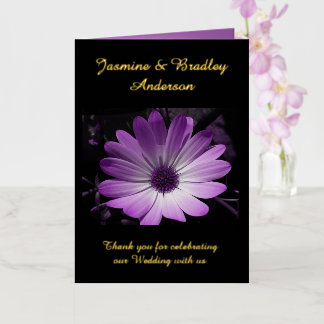 Purple Daisy Flower Custom Wedding Thank You Foil Greeting Card