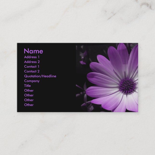 Purple Daisy Flower Customizable Business Card (Front)