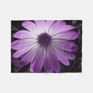 Purple Daisy Flower Fleece Blanket