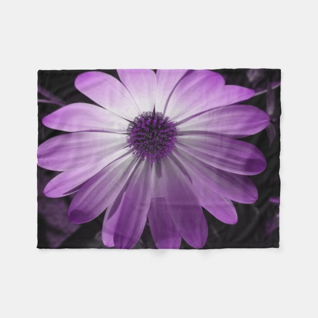 Purple Daisy Flower Fleece Blanket (Front (Horizontal))