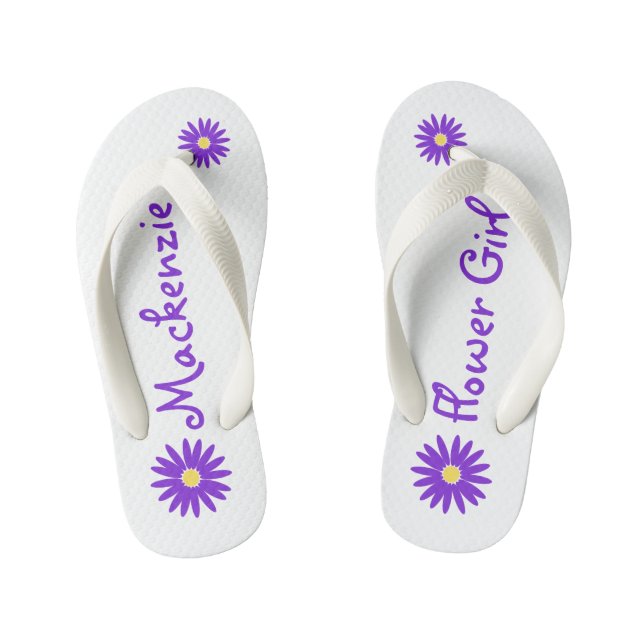 Purple Daisy Flower Girl Kid's Flip Flops (Footbed)