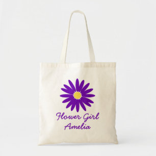 Purple Daisy Flower Girl Tote Bag